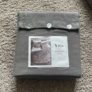 Villa By Noble Excellence Basketweave Pebble King Bedskirt Grey